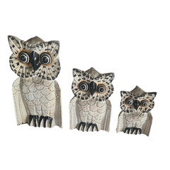 Owl White wash set 3 as 20, 30, 40 cm