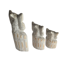 Owl White wash set 3 as 20, 30, 40 cm