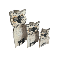 Owl White wash set 3 as 20, 30, 40 cm