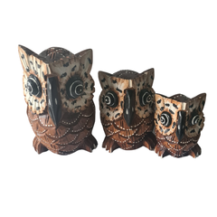 Owl Brown set 3 as 15, 20, 25 cm