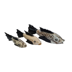 Fish white with black tails set of 3 as 30, 40, 50 cm
