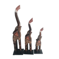 Elephants dark brown, set of 3 as 30, 40, 50 cm