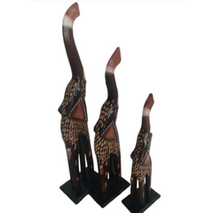 Elephants dark brown, set of 3 as 30, 40, 50 cm