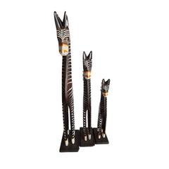 Zebra with hair mane brown and white set of 3 as 30, 40, 50 cm