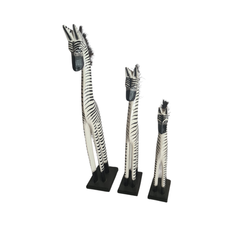 Zebra with hair mane white and black set of 3 as 30, 40, 50 cm