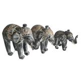 Elephants black wash set of 3 as 20, 25, 30 cm