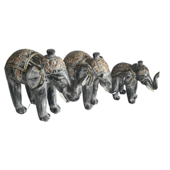 Elephants black wash set of 3 as 20, 25, 30 cm