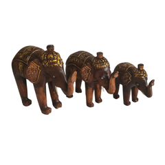 Elephants brown set of 3 as 20, 25, 30 cm