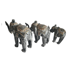 Elephants black wash set of 3 as 20, 25, 30 cm