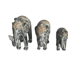 Elephants black wash set of 3 as 20, 25, 30 cm
