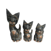 Cat figures black set of 3 as 30, 40, 50 cm