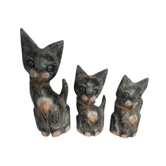 Cat figures black set of 3 as 30, 40, 50 cm