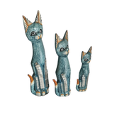 Cat figures blue set of 3 as 30, 40, 50 cm