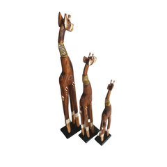 Giraffe wire necks, brown set of 3 as 60, 80 & 100cm