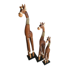 Giraffe wire necks, brown set of 3 as 60, 80 & 100cm