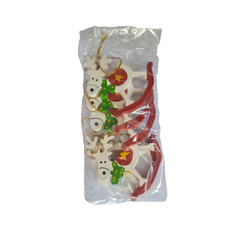 Reindeer On Rocking Horse Hanging Ornament Pack Of 5, 9 x 9 x 1 cm