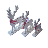 Reindeer White With Red Dot Set Of 3, L = 24 x 12 x 8, M = 22 x 10 x 7, S = 18 x 8 x 6 cm