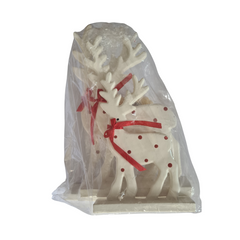 Reindeer White With Red Dot Set Of 3, L = 24 x 12 x 8, M = 22 x 10 x 7, S = 18 x 8 x 6 cm