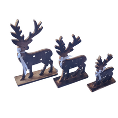 Reindeer Brown With White Dot Set Of 3, L = 24 x 12 x 8, M = 22 x 10 x 7, S = 18 x 8 x 6 cm