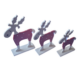 Moose White & Red Set Of 3, L = 23 x 12 x 8, M = 20 x 10 x 7, S = 16 x 8 x 6 cm