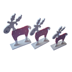 Moose White & Red Set Of 3, L = 23 x 12 x 8, M = 20 x 10 x 7, S = 16 x 8 x 6 cm