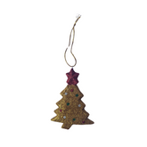 Gold Xmas Tree Hanging Ornament Pack Of 5, 8 x 5 x 1 cm