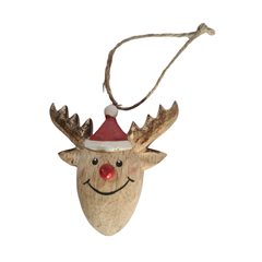 Santa Reindeer Head Hanging Ornament 9 cm