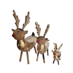 Reindeer Set Of 3 Gold Colours, L = 29, M = 21, S = 12 cm