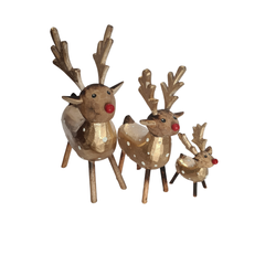 Reindeer Set Of 3 Gold Colours, L = 29, M = 21, S = 12 cm