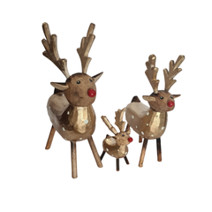 Reindeer Set Of 3 Gold Colours, L = 29, M = 21, S = 12 cm