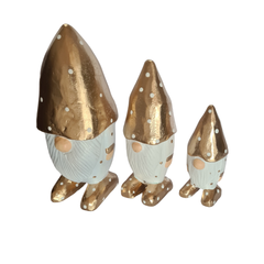 Xmas Gnomes Gold & White Set Of 3, L = 20, M = 16, S = 12 cm