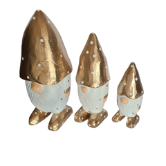 Xmas Gnomes Gold & White Set Of 3, L = 20, M = 16, S = 12 cm