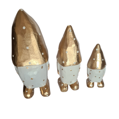 Xmas Gnomes Gold & White Set Of 3, L = 20, M = 16, S = 12 cm