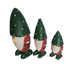 Xmas Gnomes Green & Red Set Of 3, L = 20, M = 16, S = 12 cm