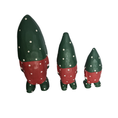 Xmas Gnomes Green & Red Set Of 3, L = 20, M = 16, S = 12 cm