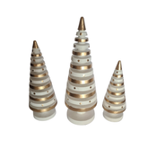 Xmas Trees White & Gold Set Of 3, L = 20, M = 16, S = 12 cm