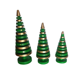 Xmas Trees Green & Gold Set Of 3, L = 20, M = 16, S = 12 cm