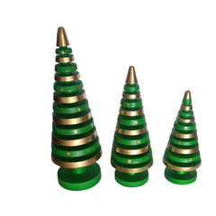 Xmas Trees Green & Gold Set Of 3, L = 20, M = 16, S = 12 cm