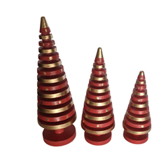 Xmas Trees Red & Gold Set Of 3, L = 20, M = 16, S = 12 cm