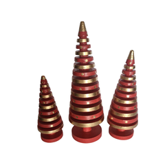 Xmas Trees Red & Gold Set Of 3, L = 20, M = 16, S = 12 cm