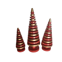 Xmas Trees Red & Gold Set Of 3, L = 20, M = 16, S = 12 cm