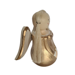 Xmas Angel Gold With White Wings 12 cm