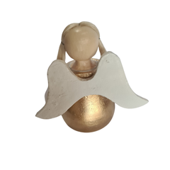 Xmas Angel Gold With White Wings 12 cm