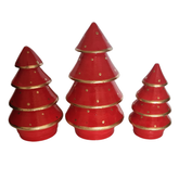 Xmas Cone Trees Red & Gold Set Of 3, L = 20, M = 16, S = 13 cm