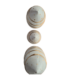 Xmas Cone Trees White & Gold Set Of 3, L = 20, M = 16, S = 13 cm