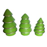 Xmas Cone Trees Green & Silver Set Of 3, L = 20, M = 16, S = 13 cm