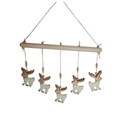 Xmas Wall Decoration White & Gold Reindeers 40 cm