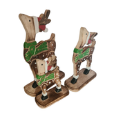 Reindeer Set Of 3 Green & Gold, L = 29, M = 21, S = 12 cm