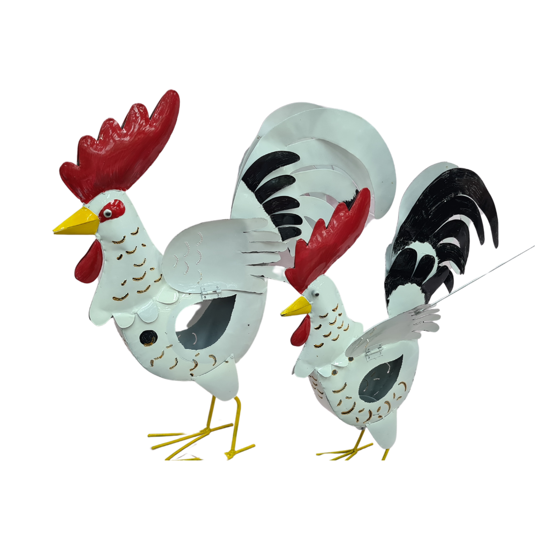 Chicken candle holder set / couple 40 & 25 cm