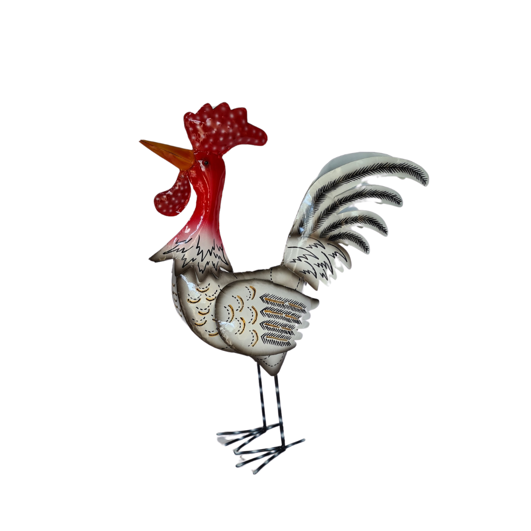 Rooster Candle holder White / Black 55 cm